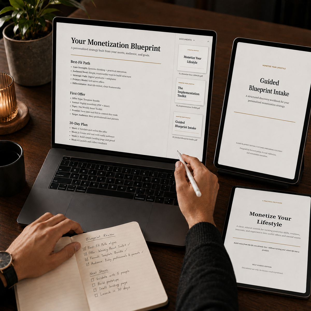 Guided Monetize Your Lifestyle personalized blueprint system in use